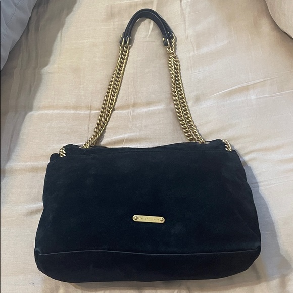 Rebecca Minkoff Chic Black and Gold Chain Shoulder Bag - Picture 2 of 9